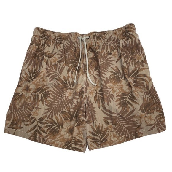 OVIESSE  Swim Trunks Medium Mens/ XXL Boys Brown Leaf - Picture 1 of 7